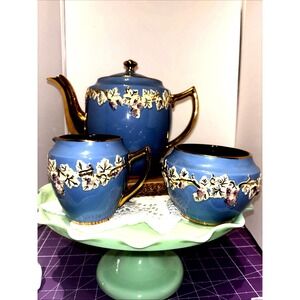1940 s Gibson & Sons Burslem England Porcelin Tea Set Raised Ivy &Gold Grapes